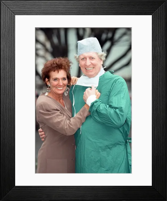 Framed Print : Sue Johnston and Tom Baker attend a photocall for ITV series Medics