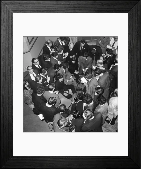 Framed Print : The Beatles hold a news press conference after it was released, this morning Framed Print : The Beatles hold a news press conference after it was released, this morning