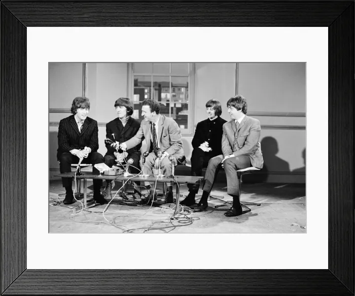 Framed Print : The Beatles hold a news press conference after it was released, this morning Framed Print : The Beatles hold a news press conference after it was released, this morning