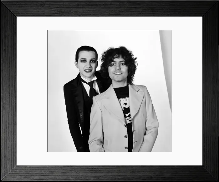 Framed Print : Marc Bolan and vocalist Dave Vanian of The Damned rock group Framed Print : Marc Bolan and vocalist Dave Vanian of The Damned rock group