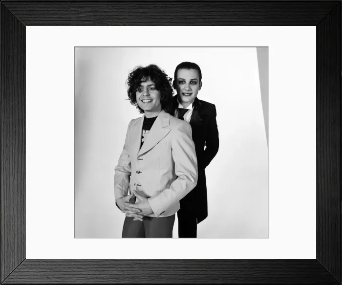 Framed Print : Marc Bolan and vocalist Dave Vanian of The Damned rock group Framed Print : Marc Bolan and vocalist Dave Vanian of The Damned rock group