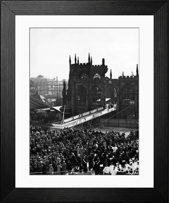 Framed Print : Queen Elizabeth II and Prince Philip, Duke of Edinburgh visit the old Cathedral in Framed Print : Queen Elizabeth II and Prince Philip, Duke of Edinburgh visit the old Cathedral in