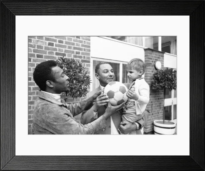 Framed Print : Pele meets Pele. A two and a half year old from Shepherds Bush named Pele Jairzinho Framed Print : Pele meets Pele. A two and a half year old from Shepherds Bush named Pele Jairzinho
