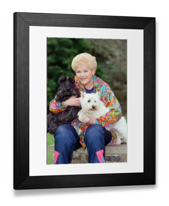 Framed Print : Actress Pam St. Clement with her two pet dogs. 14th April 1992 Framed Print : Actress Pam St. Clement with her two pet dogs. 14th April 1992