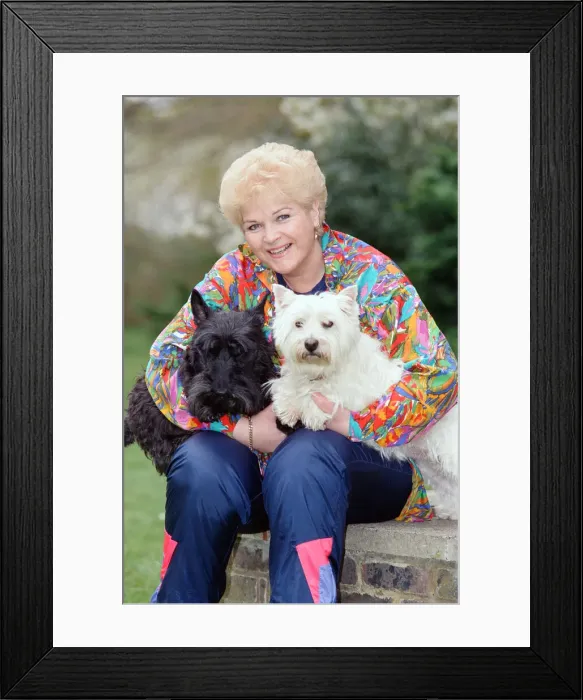 Framed Print : Actress Pam St. Clement with her two pet dogs. 14th April 1992 Framed Print : Actress Pam St. Clement with her two pet dogs. 14th April 1992