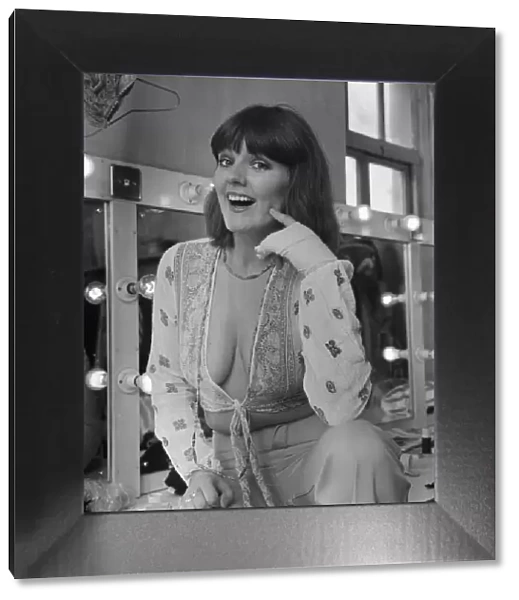 Victoria Seymour, actress, pictured in dressing room, Manchester, 20th August 1974