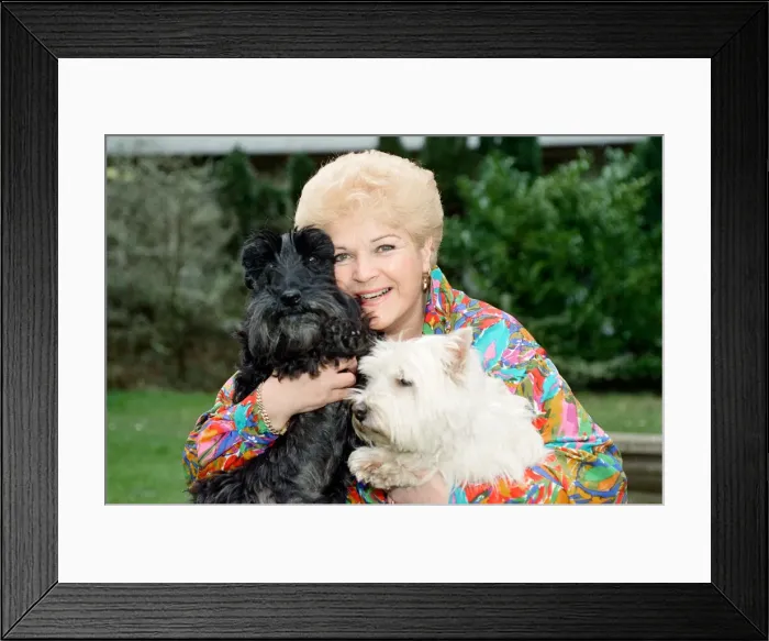 Framed Print : Actress Pam St. Clement with her two pet dogs. 14th April 1992 Framed Print : Actress Pam St. Clement with her two pet dogs. 14th April 1992