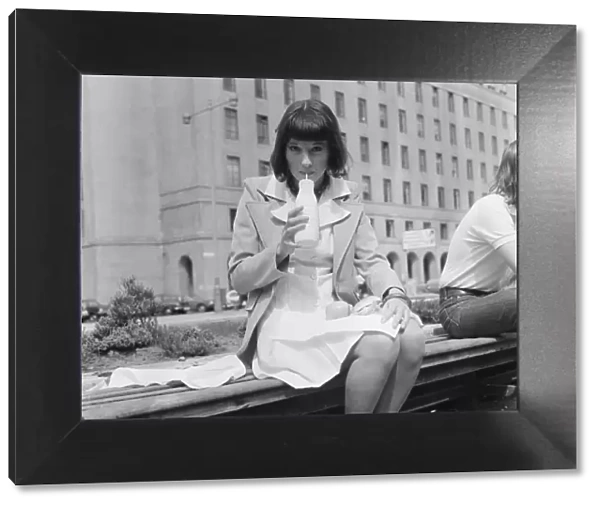 Sandwich Feature, Manchester, 21st August 1974. Young woman takes a lunch break