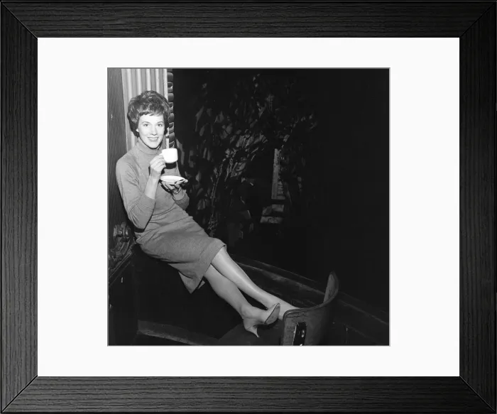 Framed Print : Julie Andrews watches her husband working on stage at the Lyric Theatre, Hammersmith Framed Print : Julie Andrews watches her husband working on stage at the Lyric Theatre, Hammersmith