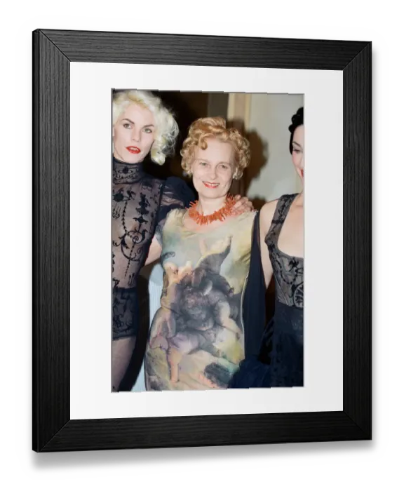 Framed Print : Vivienne Westwood at a showing of her fashion collection at Tall Orders, Soho, London Framed Print : Vivienne Westwood at a showing of her fashion collection at Tall Orders, Soho, London