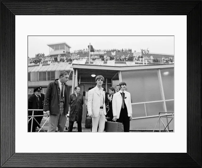 Framed Print : The Beatles arriving at London Heathrow Airport after their last ever concert tour of