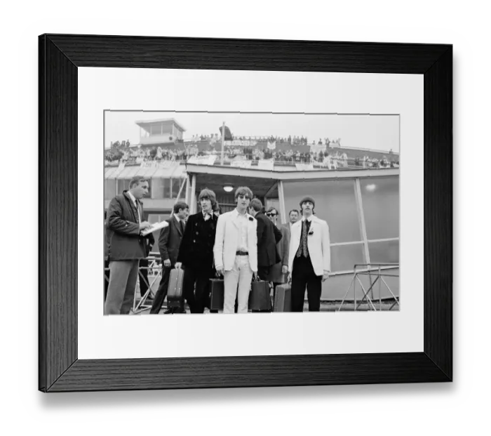Framed Print : The Beatles arriving at London Heathrow Airport after their last ever concert tour of