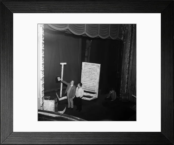 Framed Print : Tony Walton (right) working on stage at the Lyric Theatre, Hammersmith Framed Print : Tony Walton (right) working on stage at the Lyric Theatre, Hammersmith