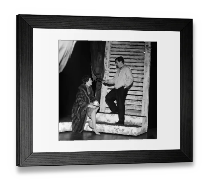 Framed Print : Julie Andrews watches her husband Tony Walton working on stage at the Lyric Theatre