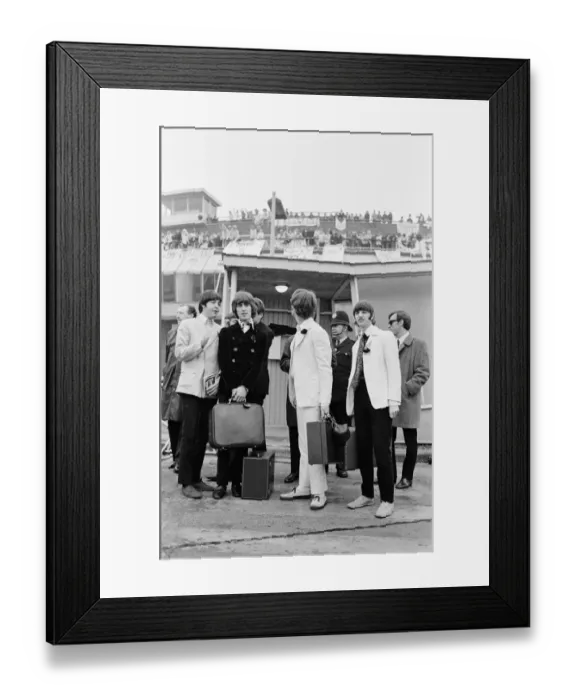 Framed Print : The Beatles arriving at London Heathrow Airport after their last ever concert tour of Framed Print : The Beatles arriving at London Heathrow Airport after their last ever concert tour of