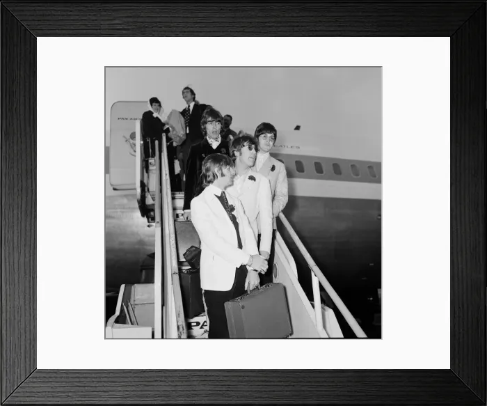 Framed Print : The Beatles arriving at London Heathrow Airport after their last ever concert tour of Framed Print : The Beatles arriving at London Heathrow Airport after their last ever concert tour of