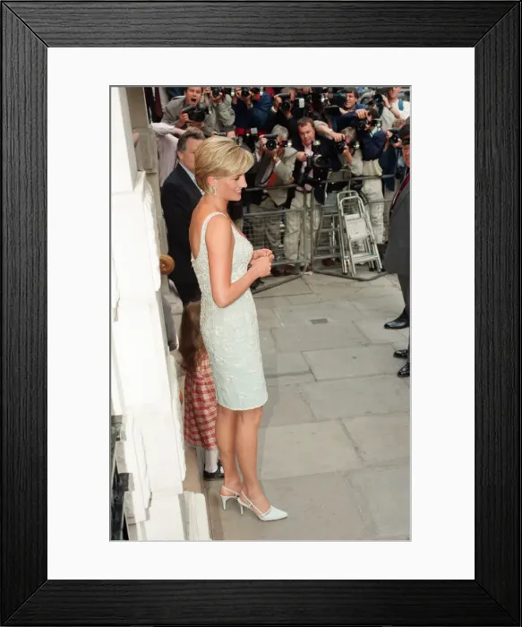 Framed Print : Diana, Princess of Wales arrives for a private viewing and reception at Christies in Framed Print : Diana, Princess of Wales arrives for a private viewing and reception at Christies in
