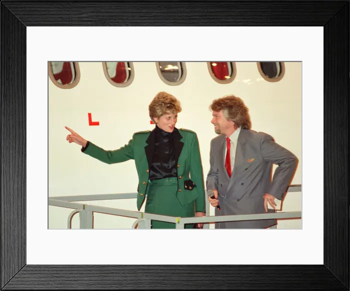 Framed Print : HRH The Princess of Wales, Princess Diana, with Virgin Atlantic CEO Richard Branson Framed Print : HRH The Princess of Wales, Princess Diana, with Virgin Atlantic CEO Richard Branson