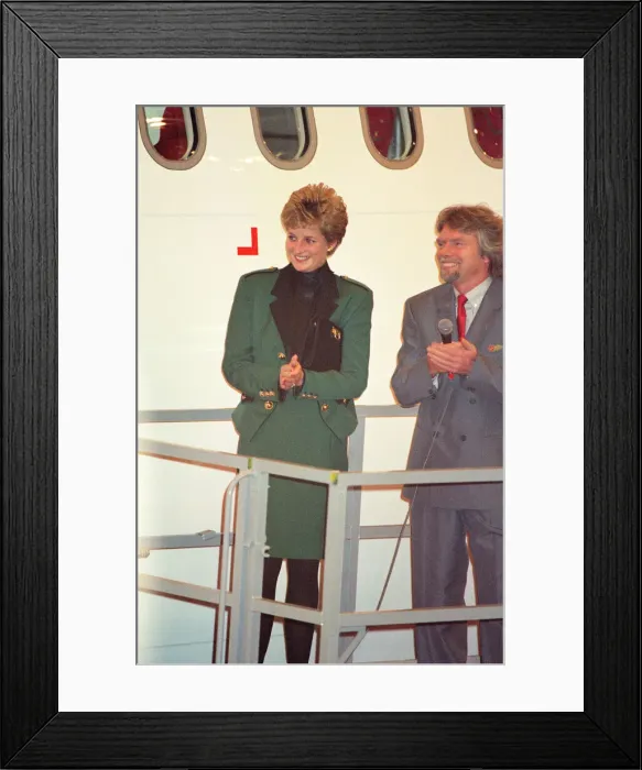 Framed Print : HRH The Princess of Wales, Princess Diana, with Virgin Atlantic CEO Richard Branson Framed Print : HRH The Princess of Wales, Princess Diana, with Virgin Atlantic CEO Richard Branson