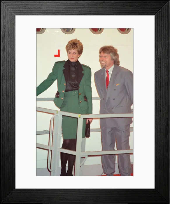 Framed Print : HRH The Princess of Wales, Princess Diana, with Virgin Atlantic CEO Richard Branson Framed Print : HRH The Princess of Wales, Princess Diana, with Virgin Atlantic CEO Richard Branson