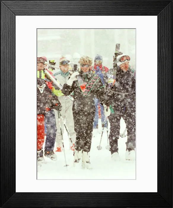 Framed Print : HRH The Princess of Wales, Princess Diana, enjoys a ski holiday in Lech, Austria