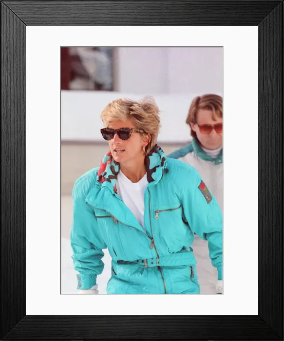 Framed Print : HRH The Princess of Wales, Princess Diana, enjoys a ski holiday in Lech, Austria