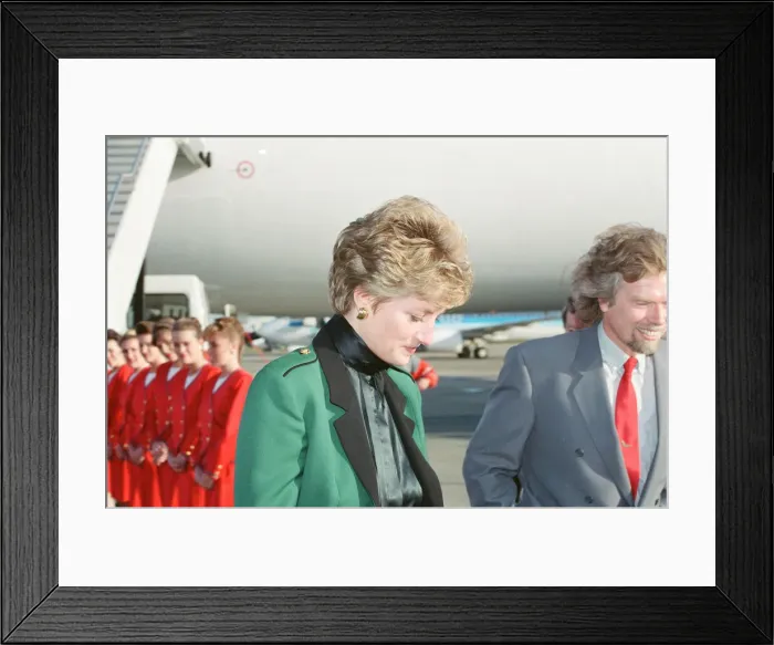 Framed Print : HRH The Princess of Wales, Princess Diana, with Virgin Atlantic CEO Richard Branson Framed Print : HRH The Princess of Wales, Princess Diana, with Virgin Atlantic CEO Richard Branson