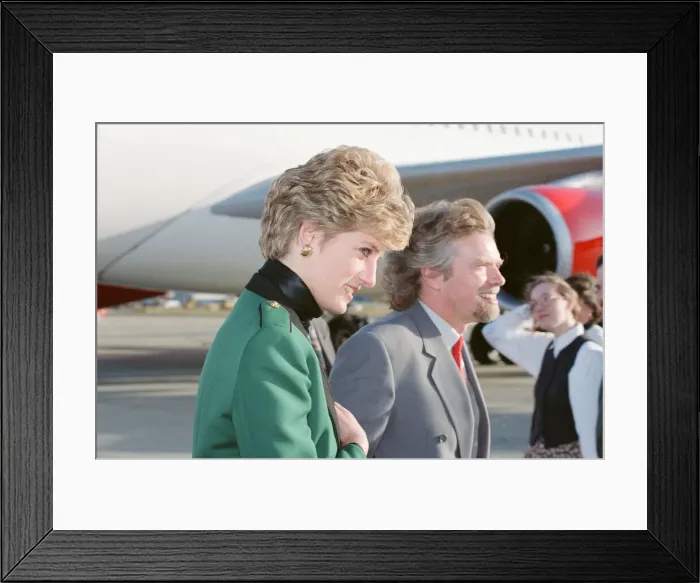 Framed Print : HRH The Princess of Wales, Princess Diana, with Virgin Atlantic CEO Richard Branson Framed Print : HRH The Princess of Wales, Princess Diana, with Virgin Atlantic CEO Richard Branson