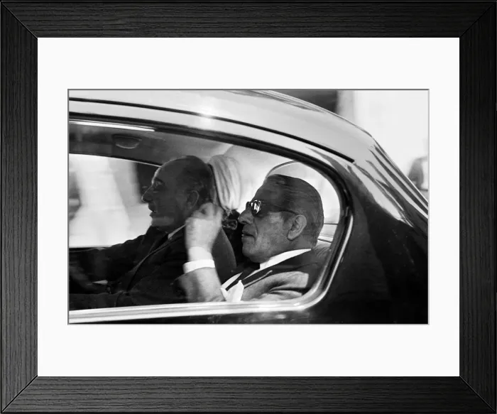 Framed Print : Greek shipping tycoon Aristotle Onassis attends the Law Courts in London to sue 77 year Framed Print : Greek shipping tycoon Aristotle Onassis attends the Law Courts in London to sue 77 year