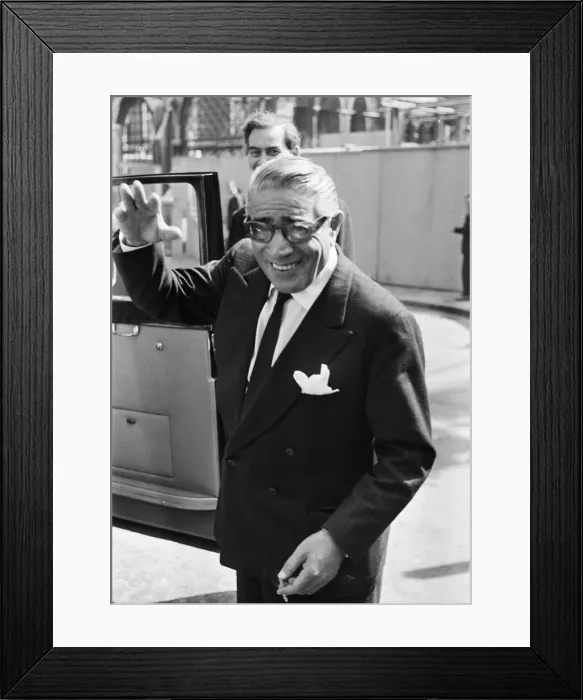 Framed Print : Greek shipping tycoon Aristotle Onassis attends the Law Courts in London to sue 77 year Framed Print : Greek shipping tycoon Aristotle Onassis attends the Law Courts in London to sue 77 year