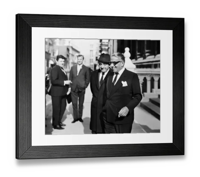 Framed Print : Greek shipping tycoon Aristotle Onassis attends the Law Courts in London to sue 77 year Framed Print : Greek shipping tycoon Aristotle Onassis attends the Law Courts in London to sue 77 year