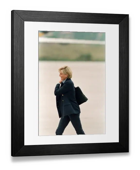 Framed Print : HRH, The Princess of Wales, Princess Diana, on her arrival at Sarajevo airport Friday Framed Print : HRH, The Princess of Wales, Princess Diana, on her arrival at Sarajevo airport Friday