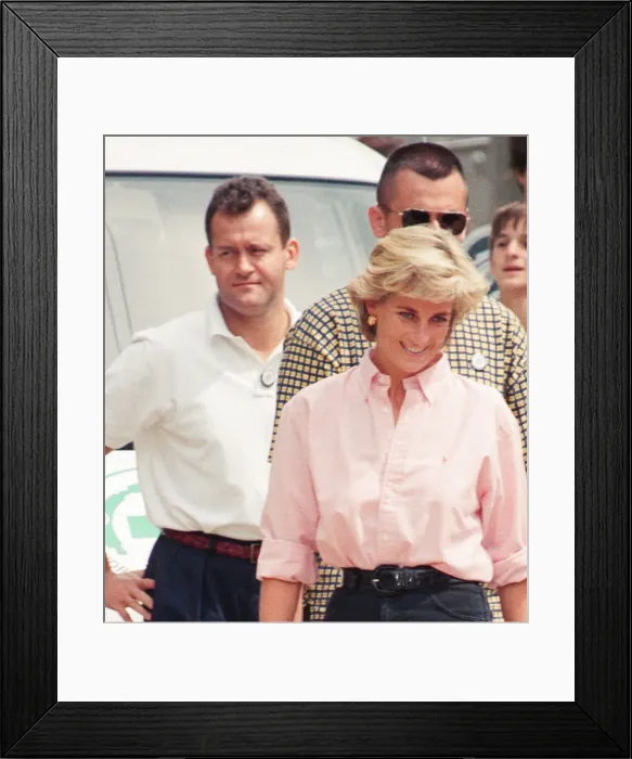 Framed Print : Paul Burrell (left, in the background in the white shirt and black trousers