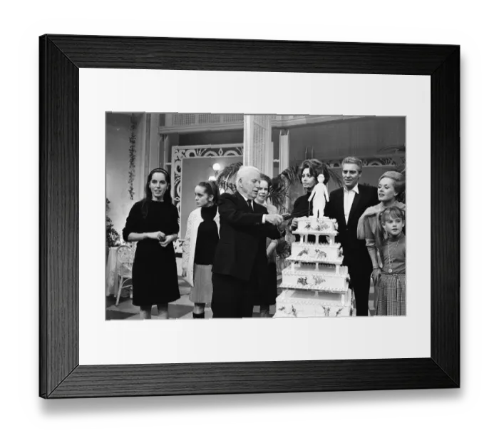 Framed Print : Actor and director Charlie Chaplin legend of the silent movies celebrates his 77th Framed Print : Actor and director Charlie Chaplin legend of the silent movies celebrates his 77th