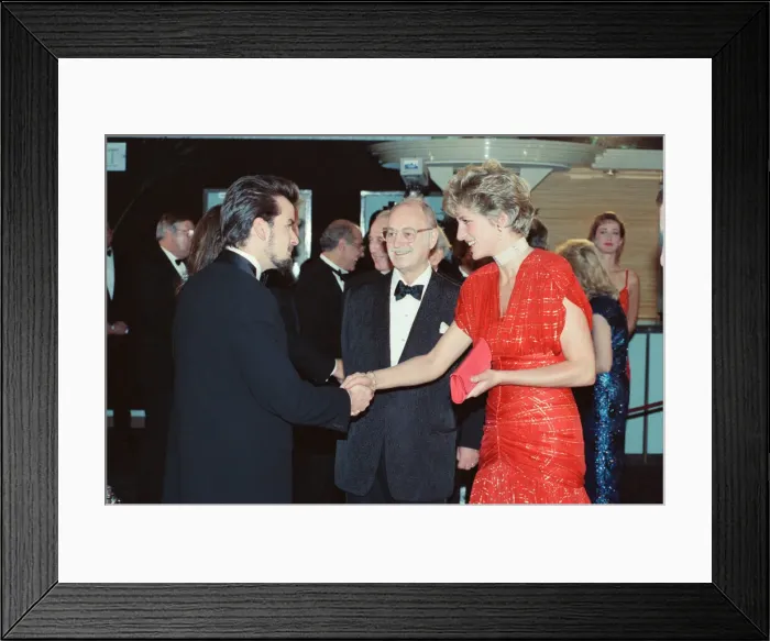 Framed Print : HRH The Princess of Wales, Princess Diana, attends the Odeon Leicester Square premiere of