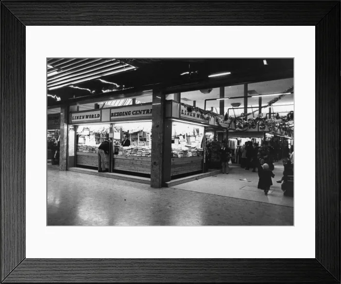 Framed Print : Hill Street Centre, Middlesbrough, 17th February 1983. Linen World Bedding Centre Framed Print : Hill Street Centre, Middlesbrough, 17th February 1983. Linen World Bedding Centre