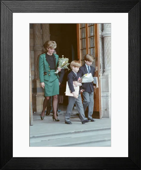 Framed Print : HRH The Princess of Wales, Princess Diana, takes her sons Prince William