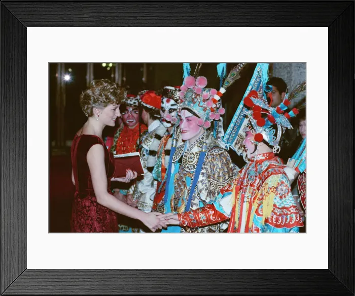 Framed Print : HRH The Princess of Wales, Princess Diana meets the cast of The Hong Kong Gala Framed Print : HRH The Princess of Wales, Princess Diana meets the cast of The Hong Kong Gala