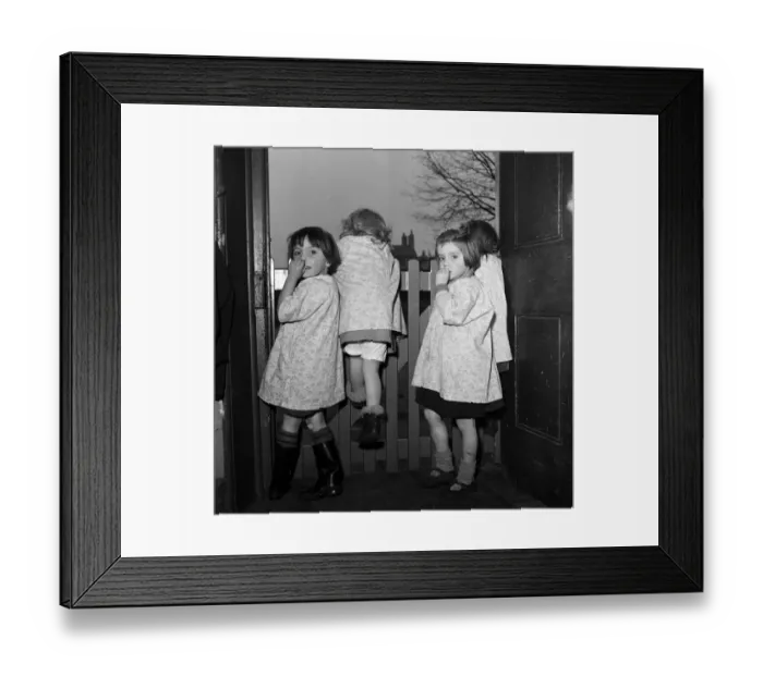 Framed Print : Rosemary Street Nursery School, Bristol. Pictured, girls from the nursery school who have Framed Print : Rosemary Street Nursery School, Bristol. Pictured, girls from the nursery school who have