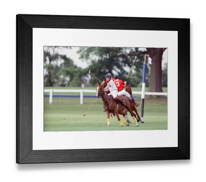 Framed Print : Prince Charles (Red shirt wearing number 3) was locked in a fierce battle with Princess