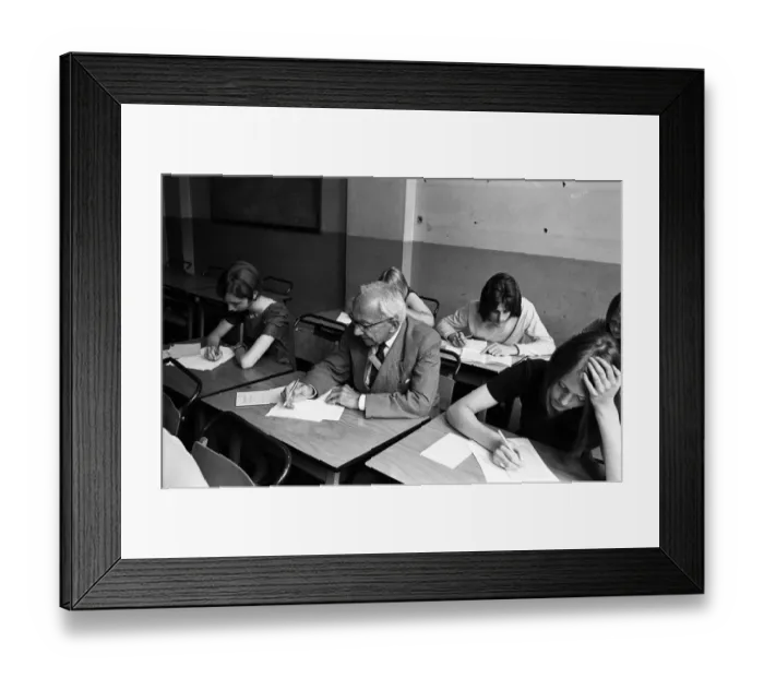 Framed Print : 74-year-old Otto Elias, who has celebrated his birthday today by sitting for the O Levels