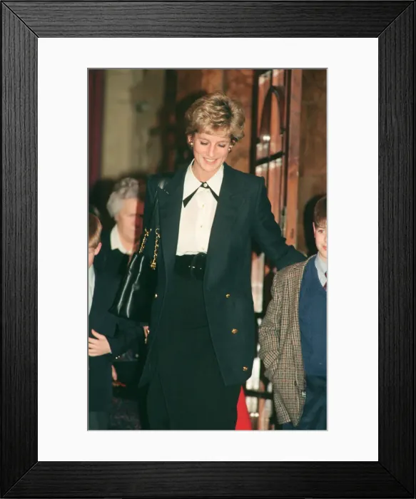 Framed Print : HRH The Princess of Wales, Princess Diana, (with young boy - unknown Framed Print : HRH The Princess of Wales, Princess Diana, (with young boy - unknown
