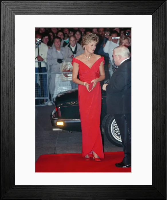 Framed Print : HRH The Princess of Wales, Princess Diana, at Odeon Cinema in London to attend Framed Print : HRH The Princess of Wales, Princess Diana, at Odeon Cinema in London to attend