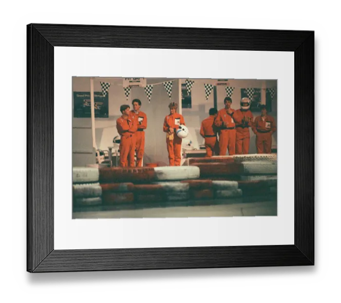 Framed Print : HRH The Princess of Wales, Princess Diana, enjoys go-kart racing as she leads Team One