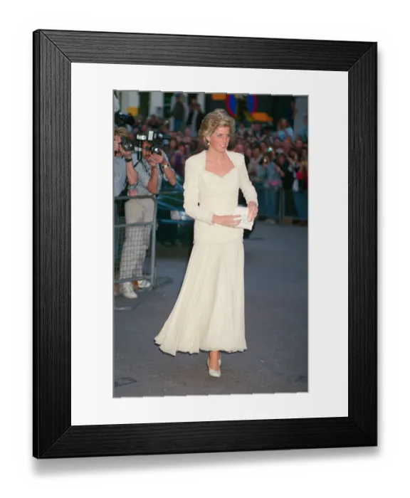 Framed Print : HRH The Princess of Wales, Princess Diana, attends the film premiere of Back To