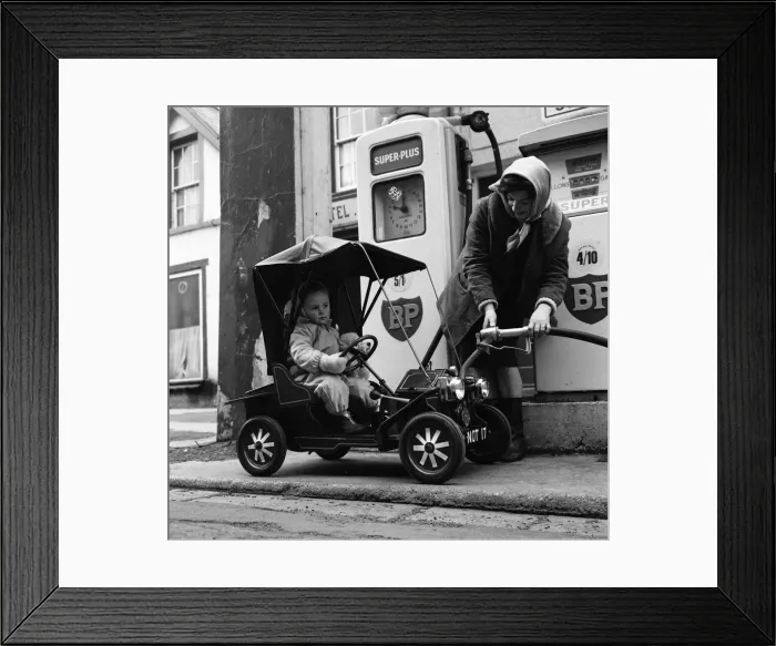 Framed Print : Judy Oliver in her vintage baby car. 1st March 1964 Framed Print : Judy Oliver in her vintage baby car. 1st March 1964