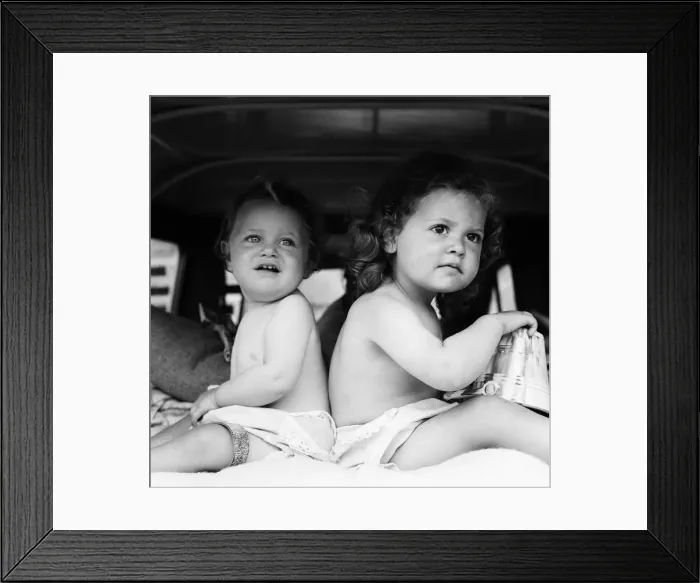 Framed Print : Two seasoned travellers, Paul and Julie Bridgett, aged 11 months and 2 years respectively Framed Print : Two seasoned travellers, Paul and Julie Bridgett, aged 11 months and 2 years respectively