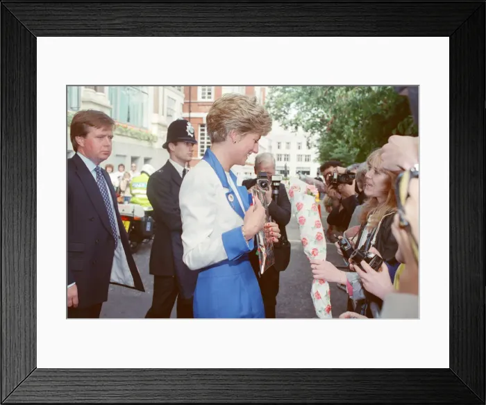 Framed Print : HRH The Princess of Wales, Princess Diana, arrives at The Savoy Hotel in London on her Framed Print : HRH The Princess of Wales, Princess Diana, arrives at The Savoy Hotel in London on her