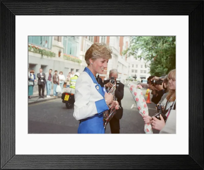Framed Print : HRH The Princess of Wales, Princess Diana, arrives at The Savoy Hotel in London on her Framed Print : HRH The Princess of Wales, Princess Diana, arrives at The Savoy Hotel in London on her