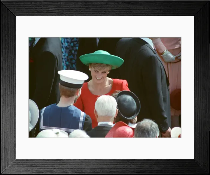 Framed Print : HRH The Princess of Wales, Princess Diana, meets the many well-wishers at The Buckingham